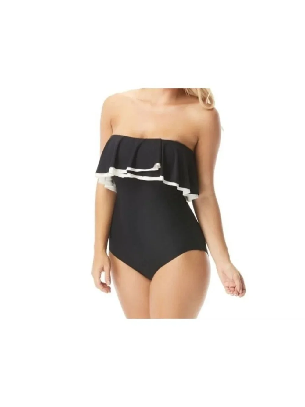 Coco Reef 14/38D Ruffle Bandeau Removable Straps Swimwear One-Piece Bathing Suit - Picture 5 of 14